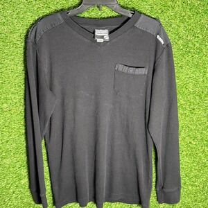 Southpole Black Waffle Knit Long Sleeve Shirt Menswear Streetwear‎ Size L